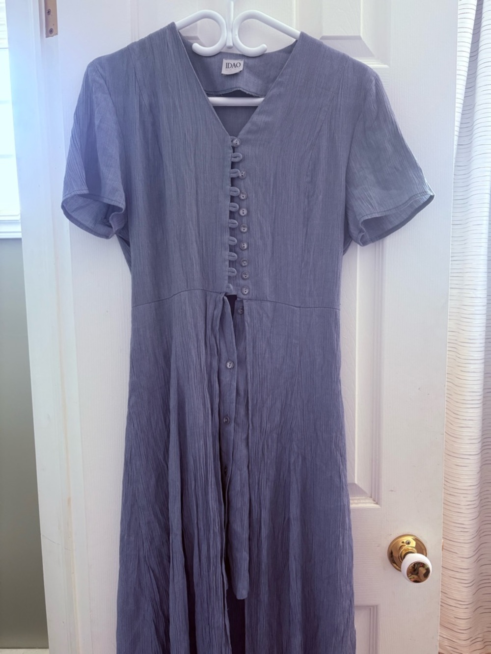 Vintage Periwinkle  Button-Front Midi Dress